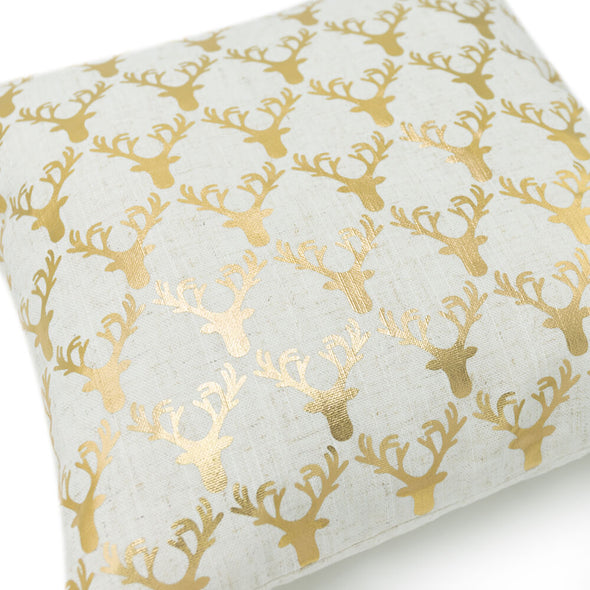 Christmas-reindeer-gold-foil-printed pillow case