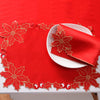 Embroidered Poinsettia Flowers Table Runner Sets